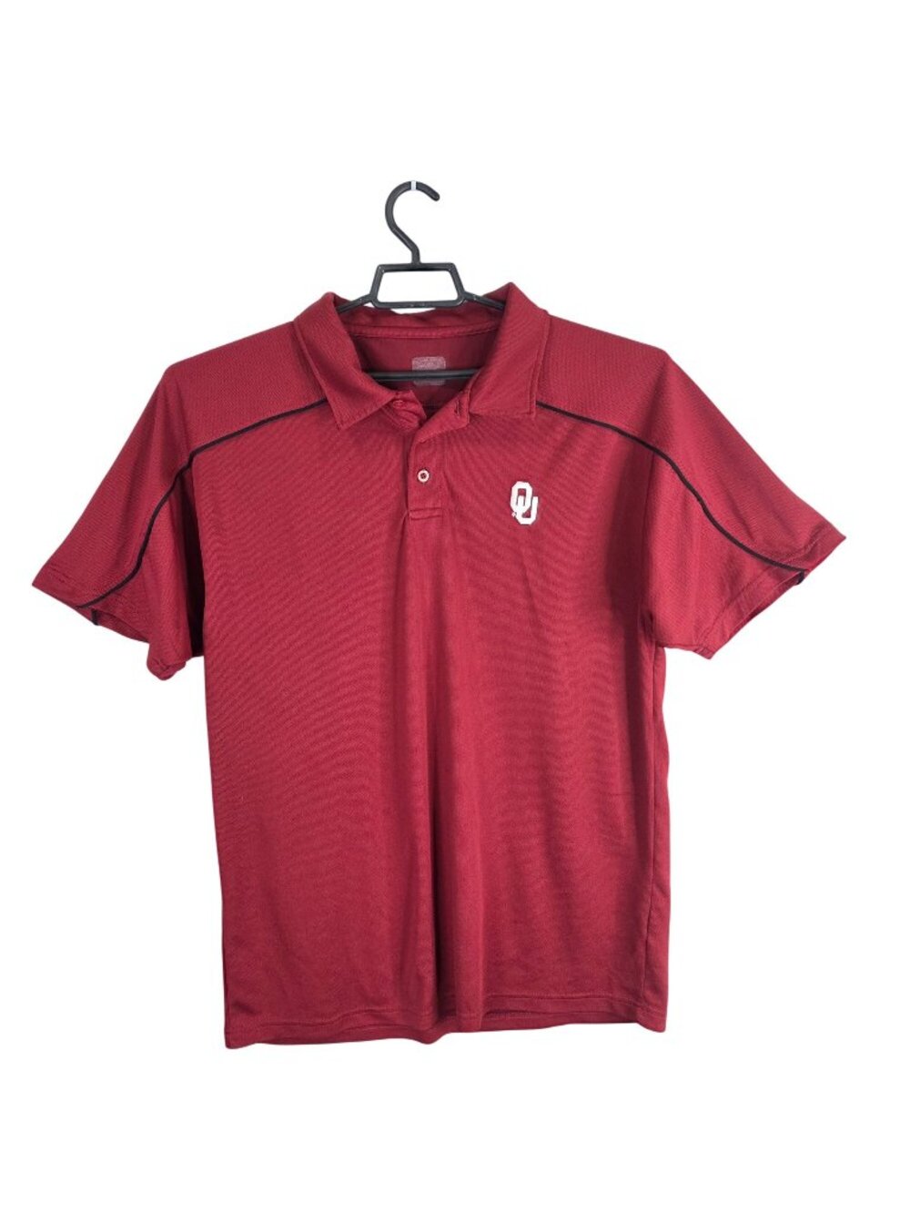 Mens Oklahoma University OU Red Polo Shirt Short Sleeve 100% Polyester Size XL